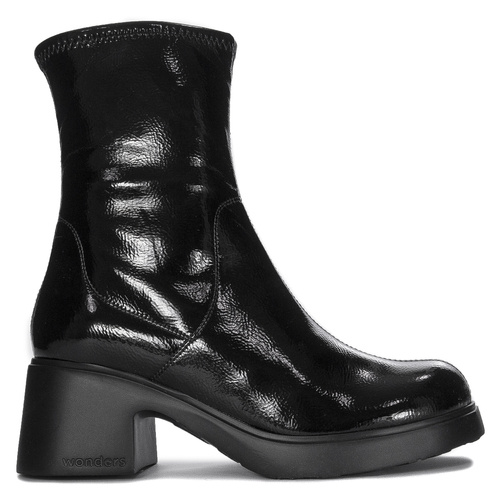 Wonders Women's patent leather boots insulated Krinkle Negro