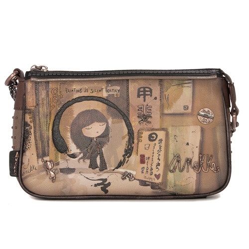 Anekke Shoen Women's Brown Black and Beige Small Bag With Print