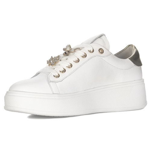 D&A Women's Low shoes leather White-Gold