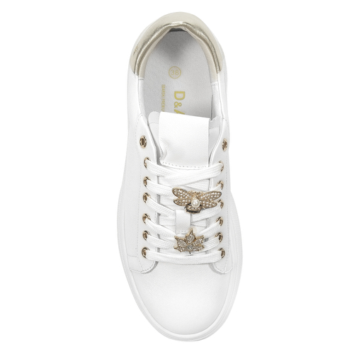 D&A Women's Low shoes leather White-Gold