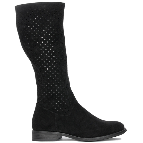 D&A Women's spring openwork flat black boots