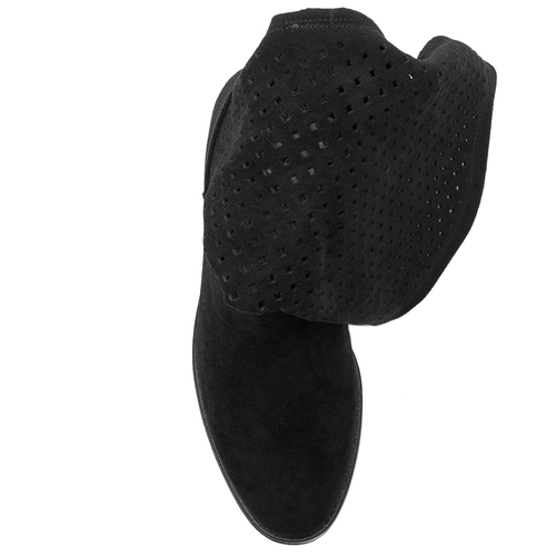 D&A Women's spring openwork flat black boots