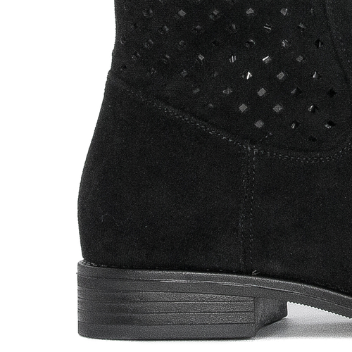 D&A Women's spring openwork flat black boots