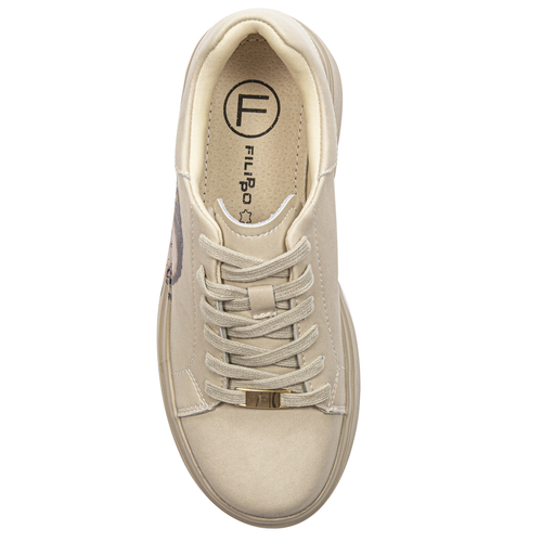 Filippo Beige Leather Sneakers