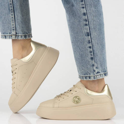 Filippo Beige Leather Sneakers