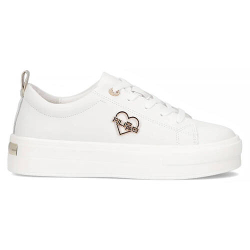 Filippo White leather women's shoes with Heart