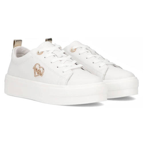 Filippo White leather women's shoes with Heart