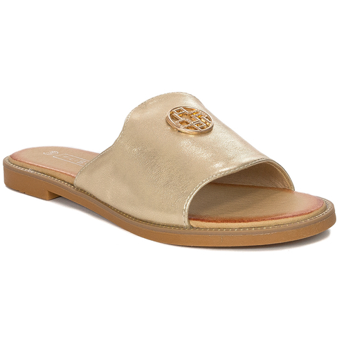 Filippo Women's Gold Leather Flat Slippers