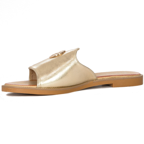 Filippo Women's Gold Leather Flat Slippers