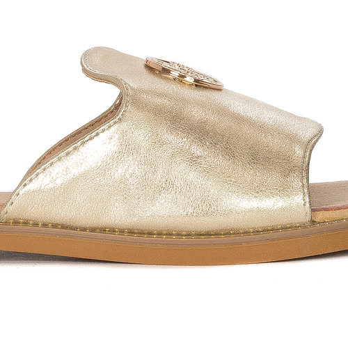 Filippo Women's Gold Leather Flat Slippers