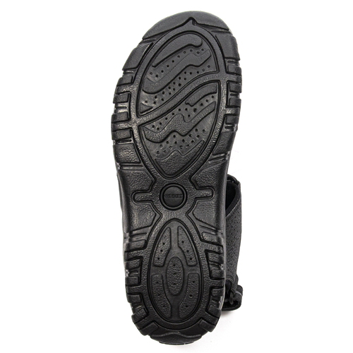 GEOX Men's leather Sandals Black Stone