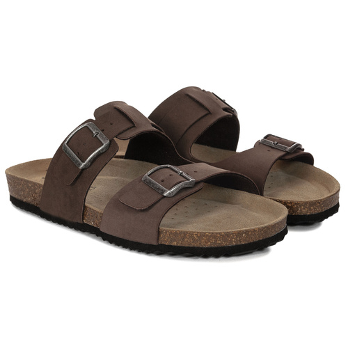 Geox Men's Leather Flip Flops Brown