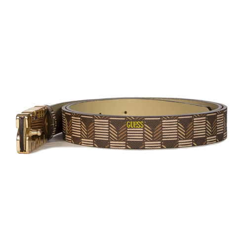 Guess Women's Belt BW9115P4225-BRO Brown and Beige with Print