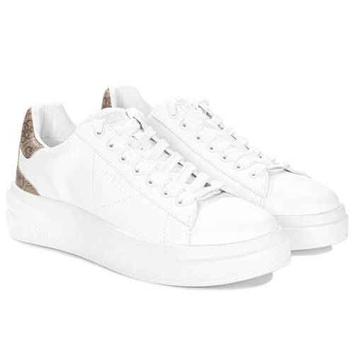 Guess Women's White And Beige Sneakers WHIBEI