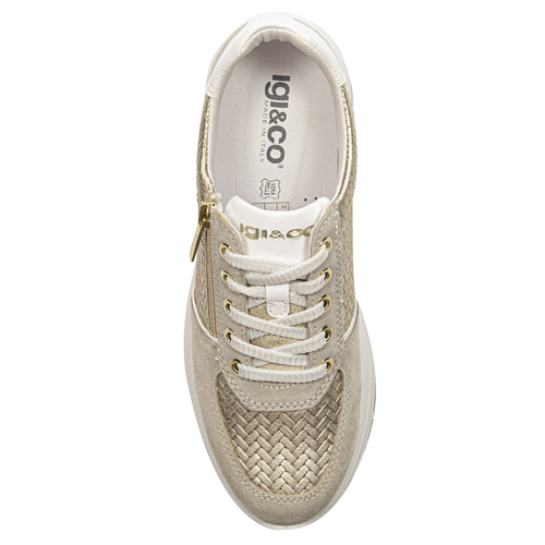 Igi&Co Women's leather platform sneakers beige