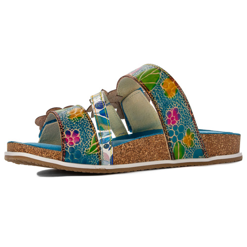 Laura Vita Women's Leather Flip Flops Turquoise