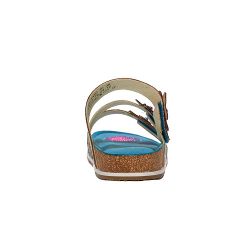 Laura Vita Women's Leather Flip Flops Turquoise