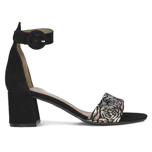 Maciejka 04141-48/00-5 Black + Flowers Sandals