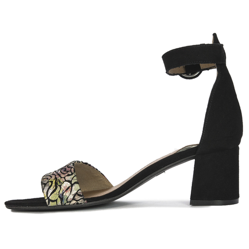 Maciejka 04141-48/00-5 Black + Flowers Sandals