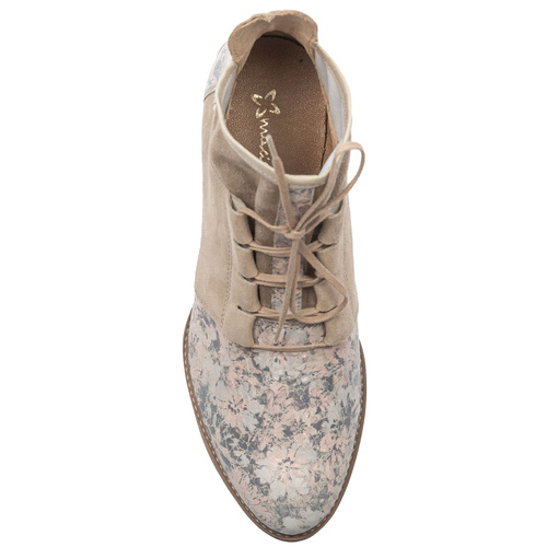 Maciejka 04744-53/00-5 Beige + Flowers Lace-up Boots