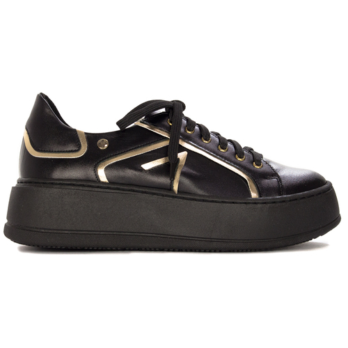 Maciejka 06197-01/00-8 Women's Leather Sneakers Black & Gold