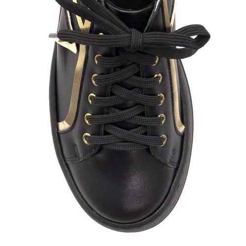 Maciejka 06197-01/00-8 Women's Leather Sneakers Black & Gold