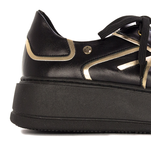 Maciejka 06197-01/00-8 Women's Leather Sneakers Black & Gold