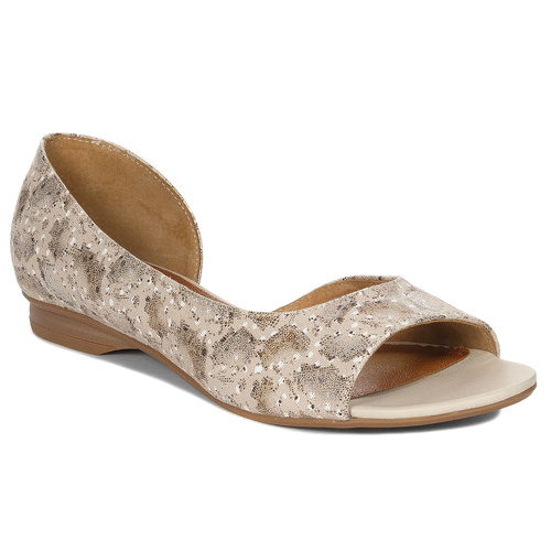 Maciejka Beige and Gold Snake Flat Shoes