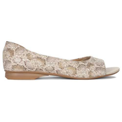 Maciejka Beige and Gold Snake Flat Shoes