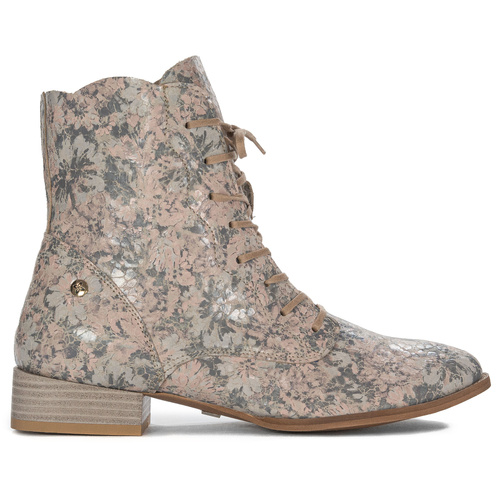 Maciejka Flowers Nude Lace-up Boots