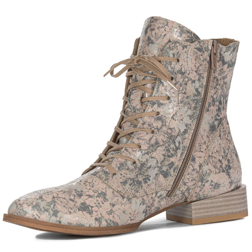 Maciejka Flowers Nude Lace-up Boots