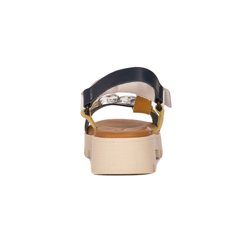 Maciejka Navy+White leather velcro women's sandals