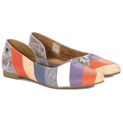 Maciejka Violet and Orange Leather Women's Ballerina