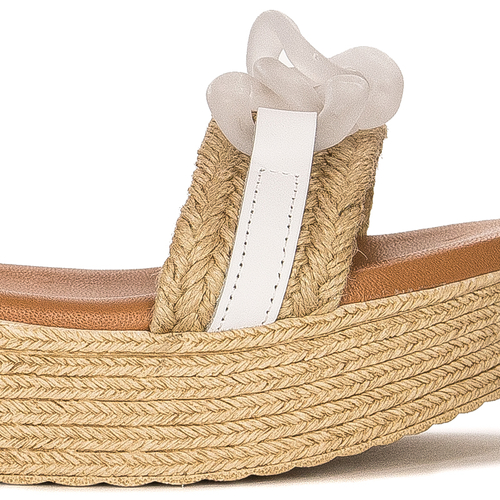 Maciejka White leather women's platform espadrillers sandals