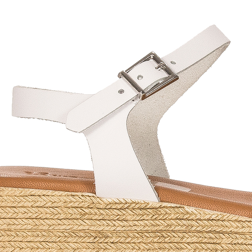 Maciejka White leather women's platform espadrillers sandals