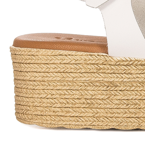 Maciejka White leather women's platform espadrillers sandals