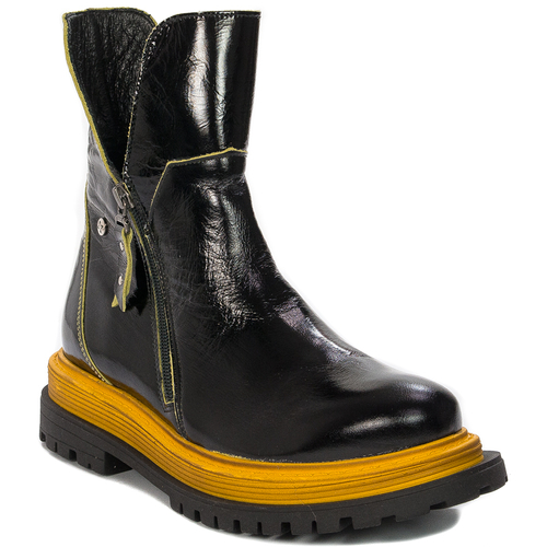 Maciejka Women's Black and Yellow Leather Boots