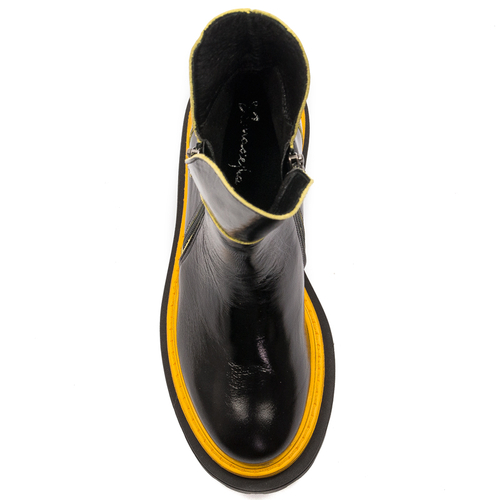 Maciejka Women's Black and Yellow Leather Boots