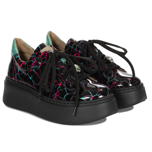 Maciejka Women's Half Shoes Black + Turquoise 