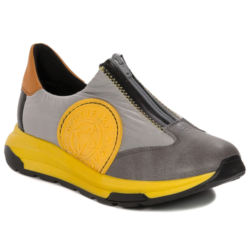 Maciejka Women's Leather Sneakers Grey+Yellow