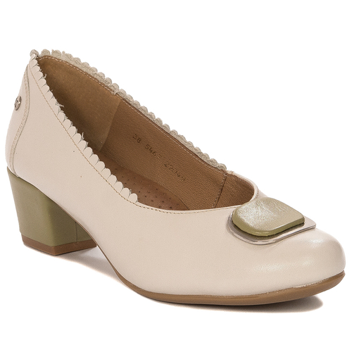 Maciejka Women's leather pumps beige