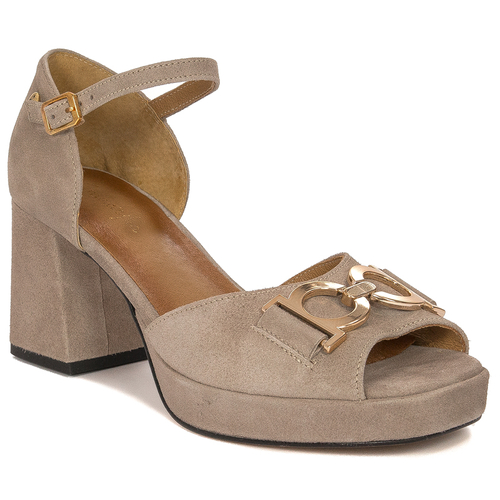 Maciejka women's velor Beige Sandals