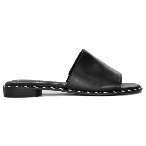 Marco Tozzi Women's flat black leather slippers