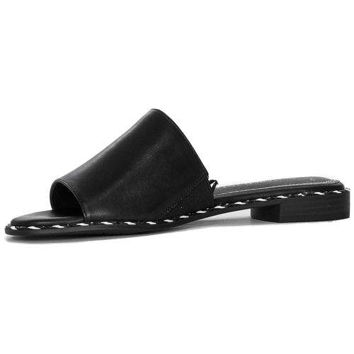 Marco Tozzi Women's flat black leather slippers