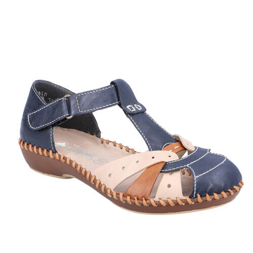 Rieker Women's Dark Blue and Beige Sandals 