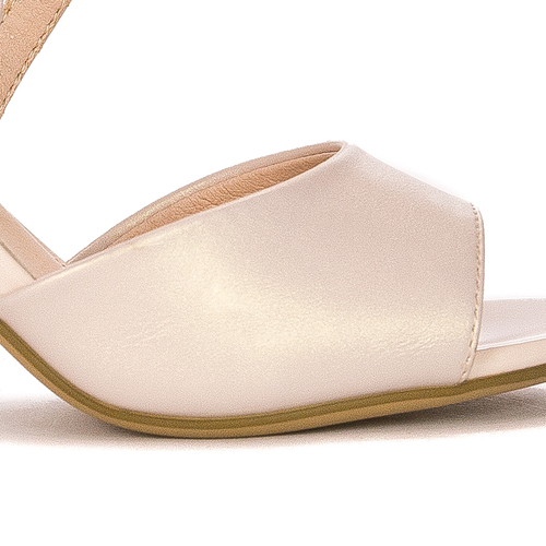 Sergio Leone Women's Sandals On A High Heel Beige Pearl