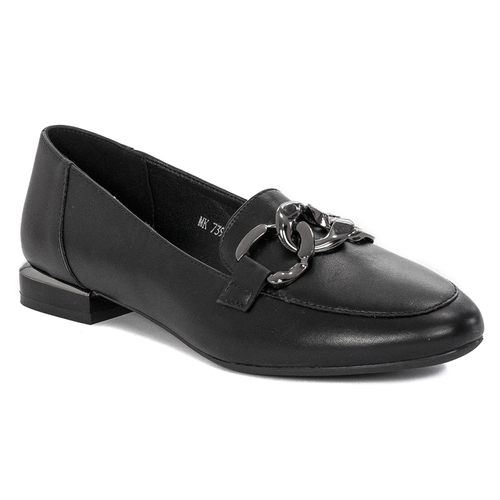 Sergio Leone Women's loafers with a chain Black PU Moccasins