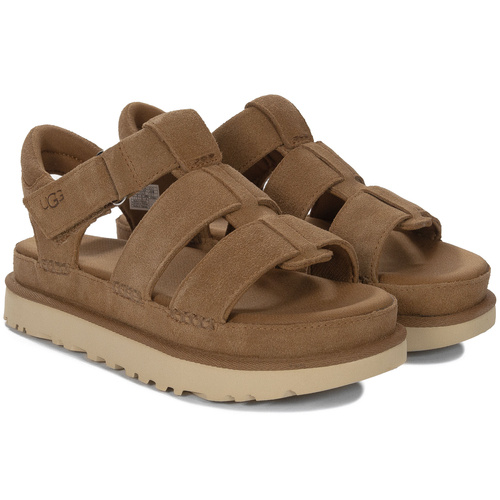 UGG Women's Leather Sandals Goldenstar Strap Brown