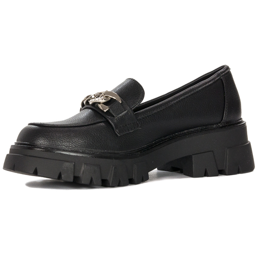 Women's loafers shoes with a chain Sergio Leone Black PU