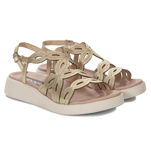 Wonders Women's Leather Sandals Platino Gold